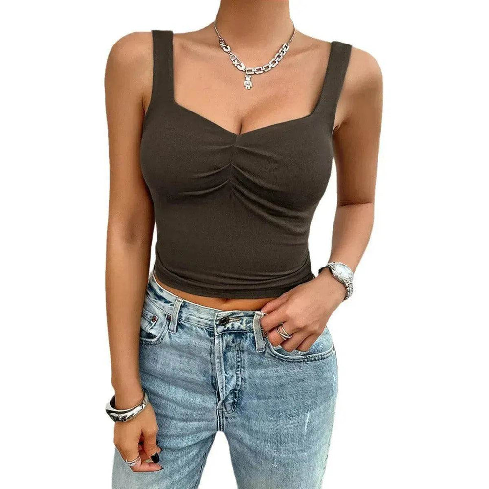 Women's Fashion Solid Color Slim-fit Twist Strap Top - EX-STOCK Canada