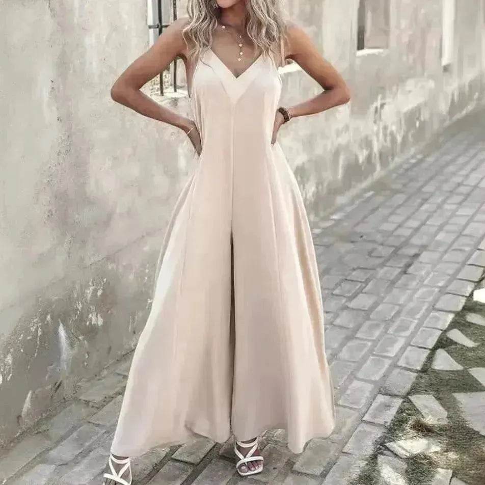 Women's Fashion Suspenders V-neck Loose Jumpsuit - EX-STOCK Canada