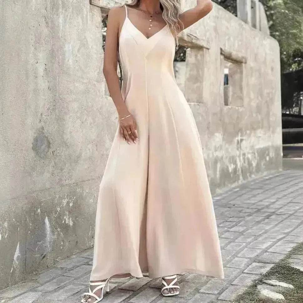 Women's Fashion Suspenders V-neck Loose Jumpsuit - EX-STOCK Canada