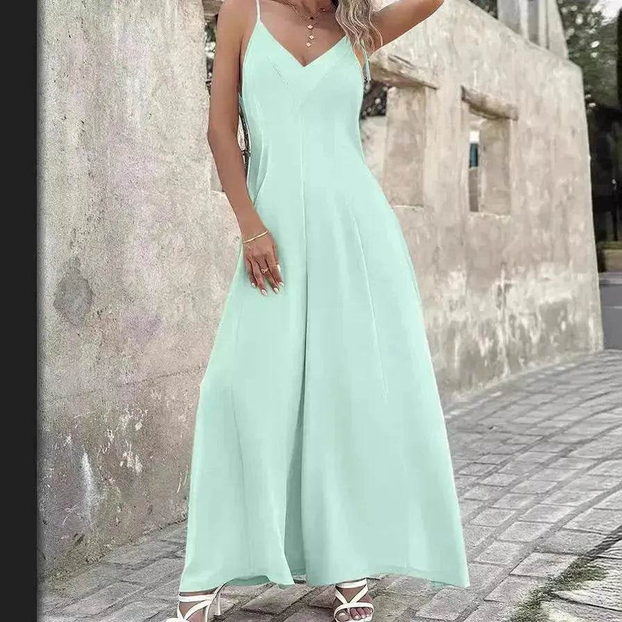 Women's Fashion Suspenders V-neck Loose Jumpsuit - EX-STOCK Canada