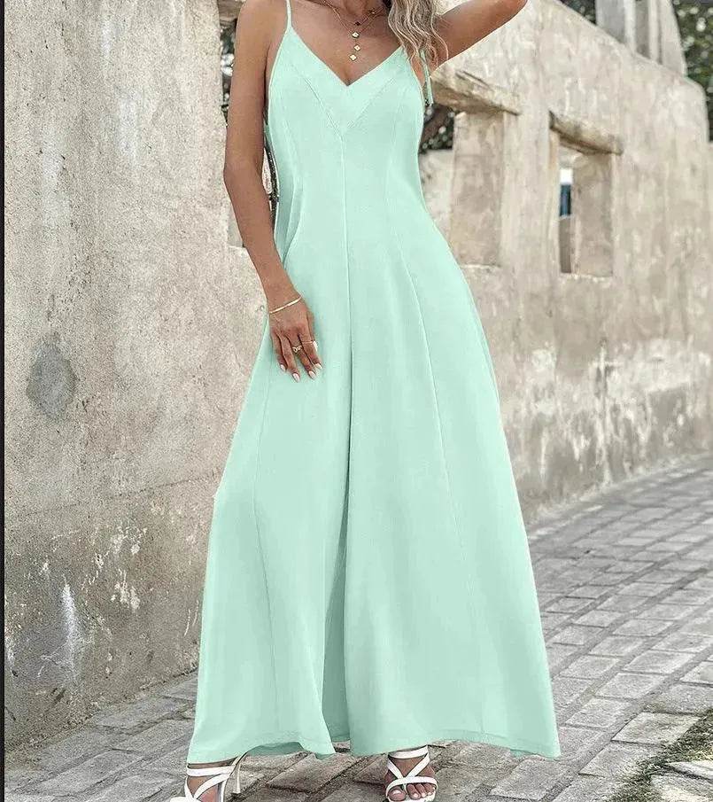 Women's Fashion Suspenders V-neck Loose Jumpsuit - EX-STOCK Canada