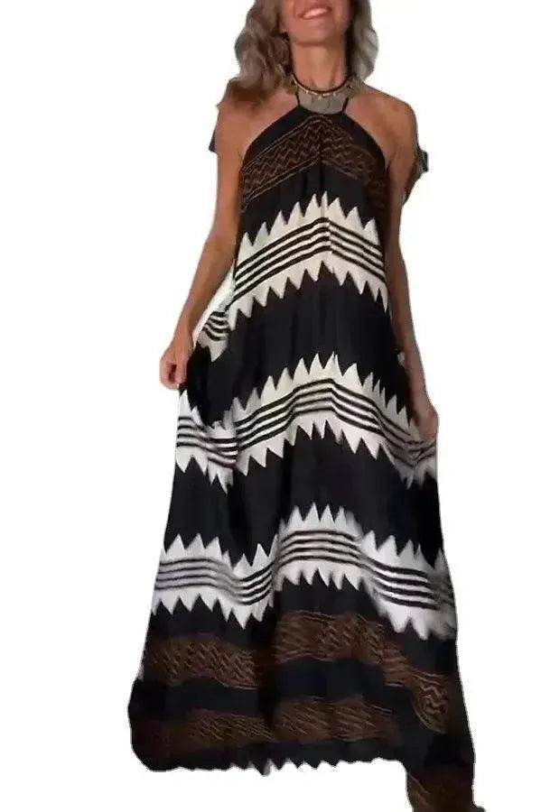 Women's Halterneck Printed Expansion Skirt For Vacation Beach Dress - EX-STOCK Canada