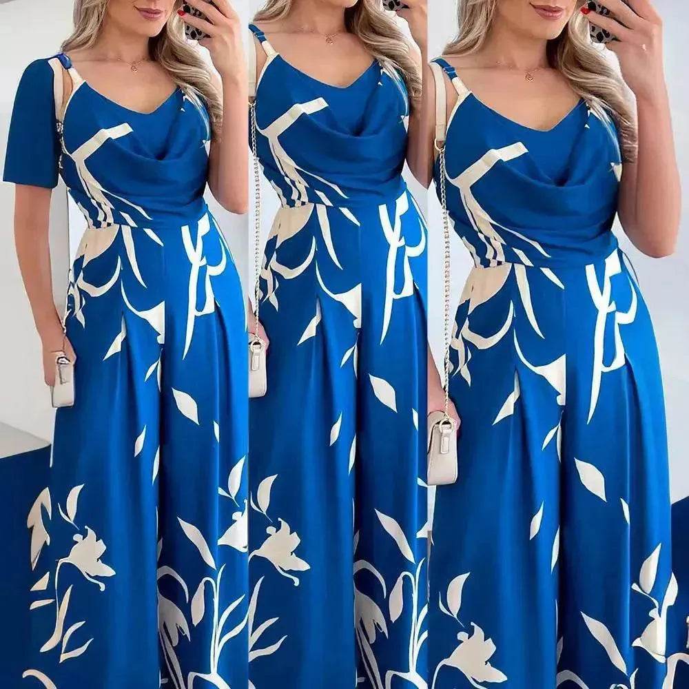 Women's Printed Suspender Waist Wide-leg Jumpsuit - EX-STOCK Canada