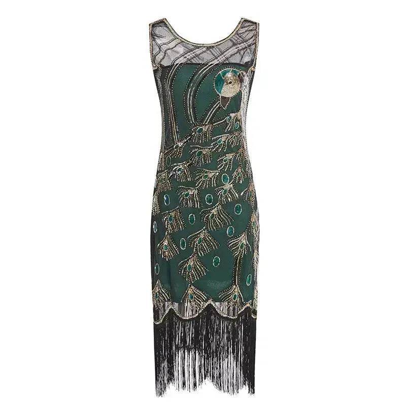 Women's Sequined Mesh Sleeveless Peacock Dress - EX-STOCK Canada