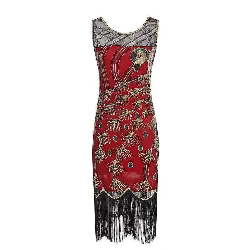 Women's Sequined Mesh Sleeveless Peacock Dress - EX-STOCK Canada