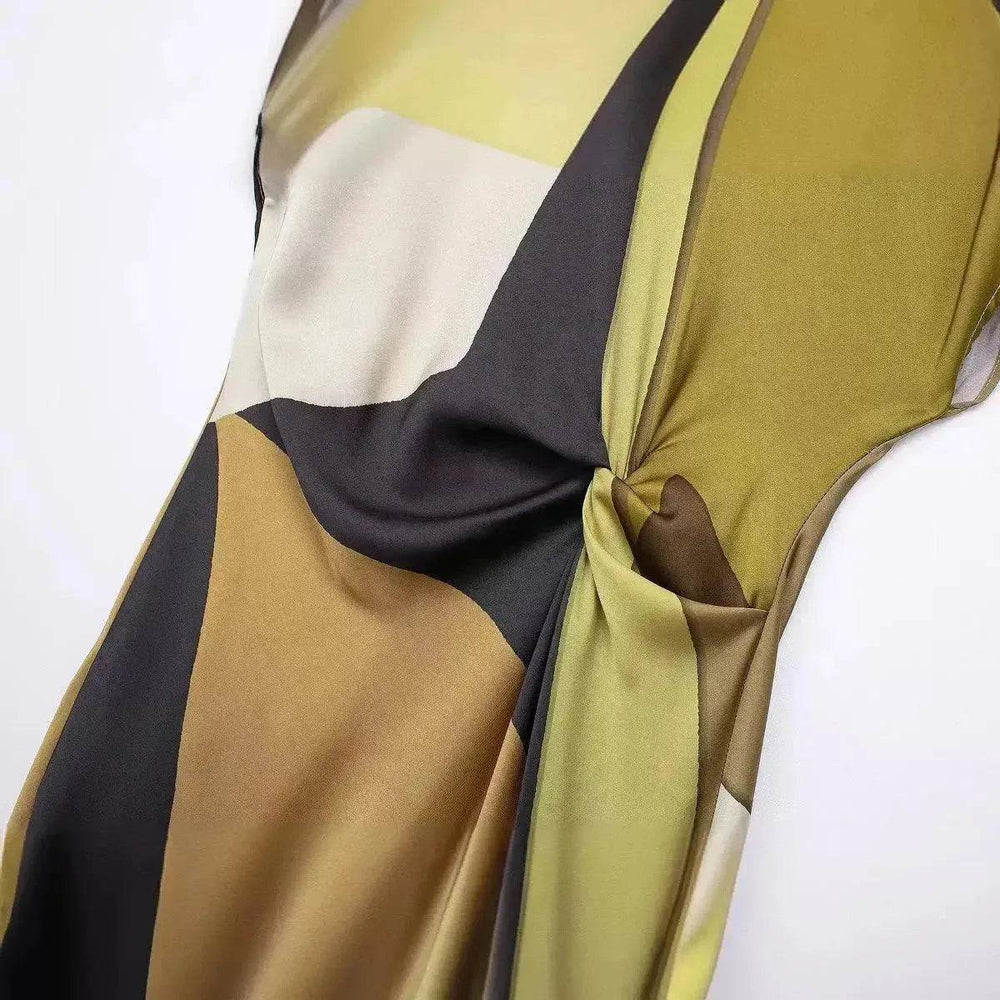 Women's Silk Satin Texture Printing Midi Dress - EX-STOCK Canada