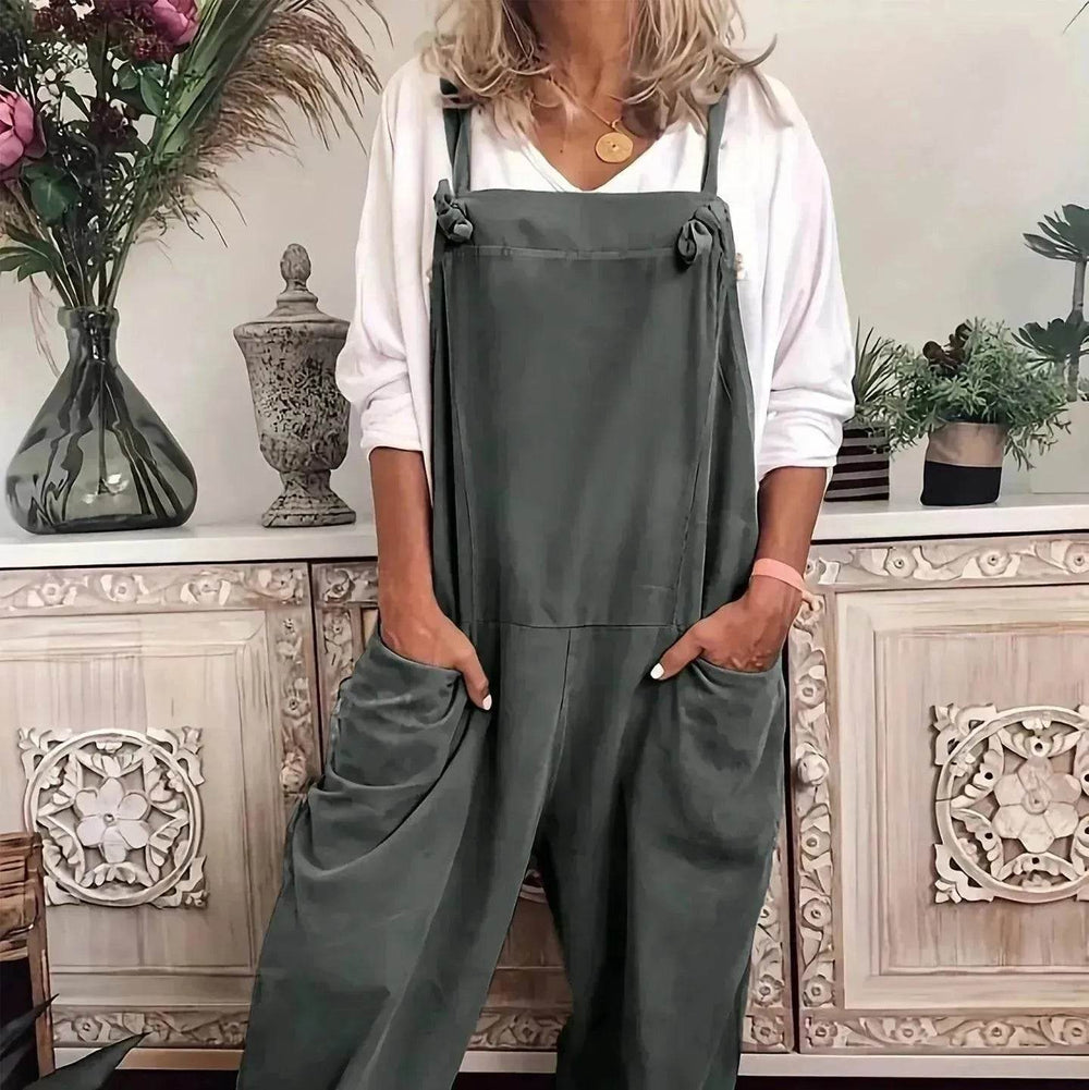 Women's Solid Color Casual Pocket Lace-up Adjustable Jumpsuit - EX-STOCK Canada