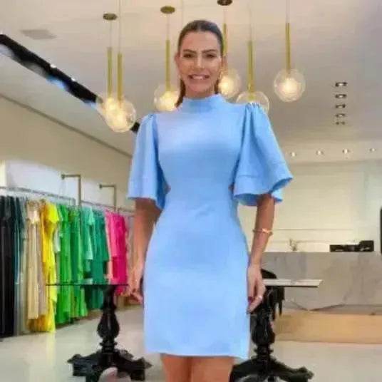 Women's Solid Color Round Neck Slim Fit Dress - EX-STOCK Canada