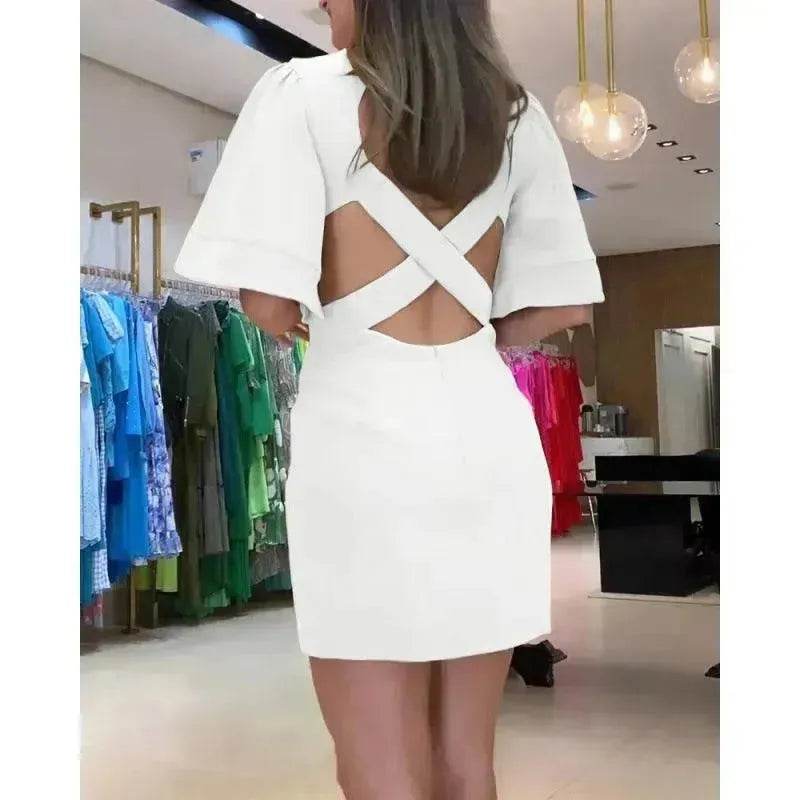 Women's Solid Color Round Neck Slim Fit Dress - EX-STOCK Canada