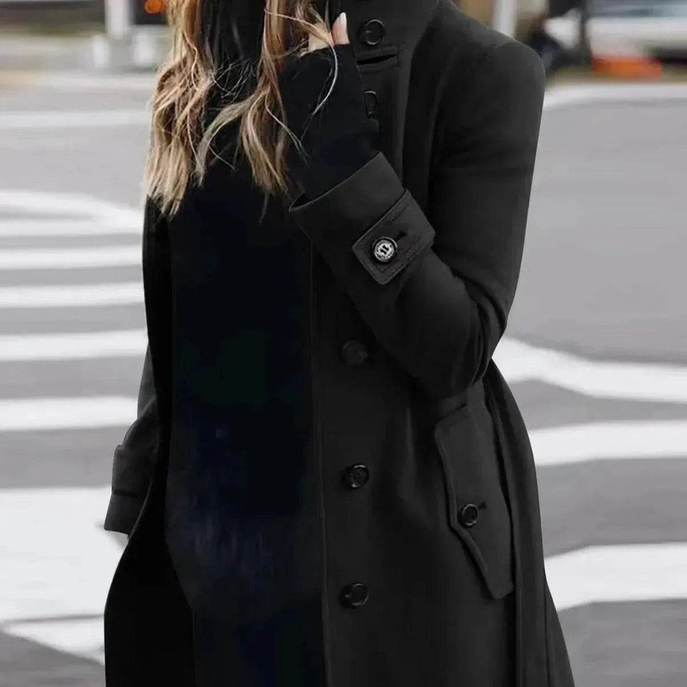 Women's Solid Color Button Slim-fit Woolen Overcoat - EX-STOCK Canada