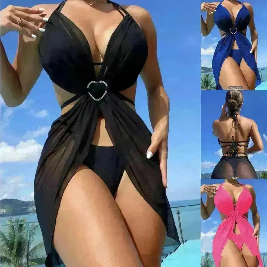 Women's Solid Color Split Swimsuit Three-piece Bikini - EX-STOCK CANADA