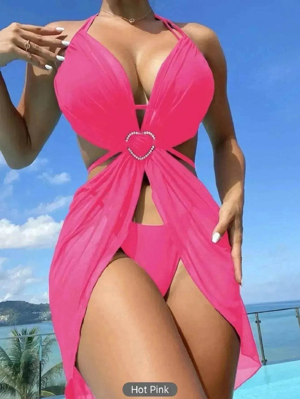 Women's Solid Color Split Swimsuit Three-piece Bikini - EX-STOCK Canada