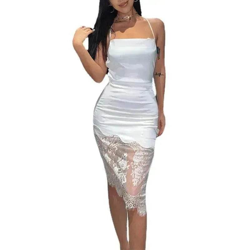Women's Stitching Lace Tie Back Dress - EX-STOCK Canada