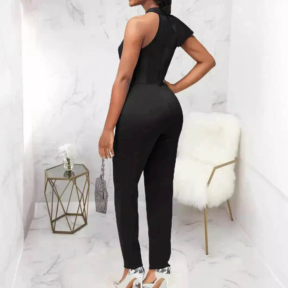 Women's Summer Casual Pure Color Ruffles Sleeveless Jumpsuit - EX-STOCK Canada