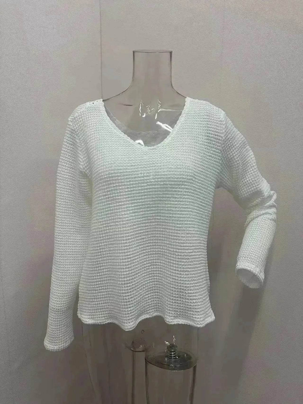 Women's V-neck Solid Color Fashion Knitted Blouse - EX-STOCK Canada