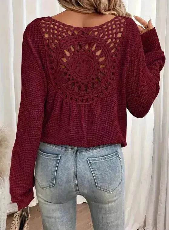 Women's V-neck Solid Color Fashion Knitted Blouse - EX-STOCK Canada