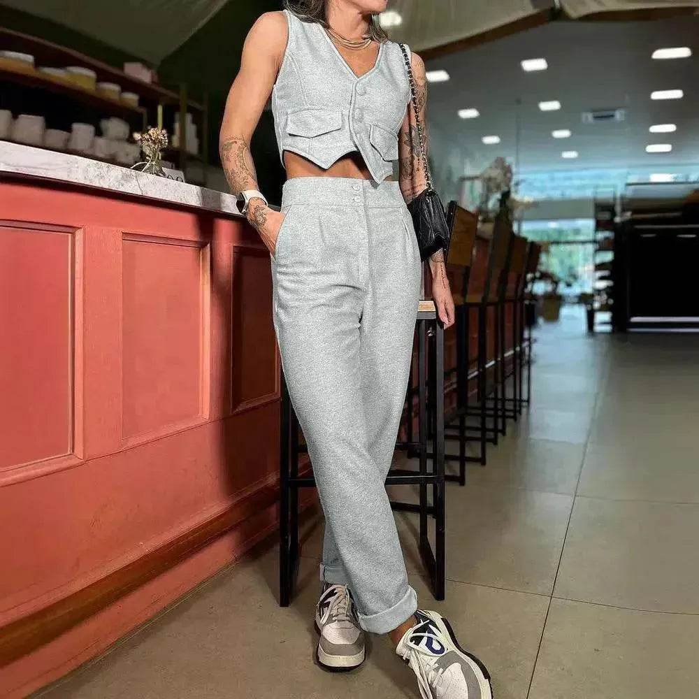 Women's Vest Casual Pants Two-piece Set - EX-STOCK Canada