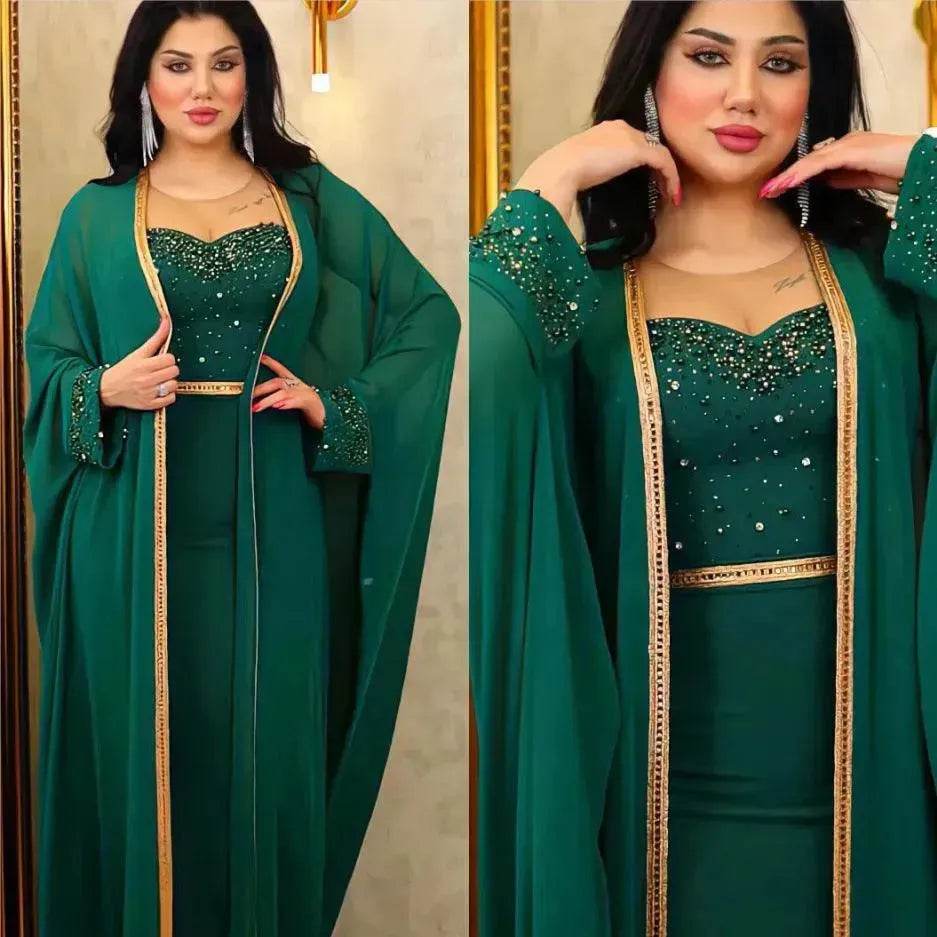 Muslim Turkey Arab Women's 2 Piece Set Long Dress Traditional African Clothing Fairy Dress - EX-STOCK Canada
