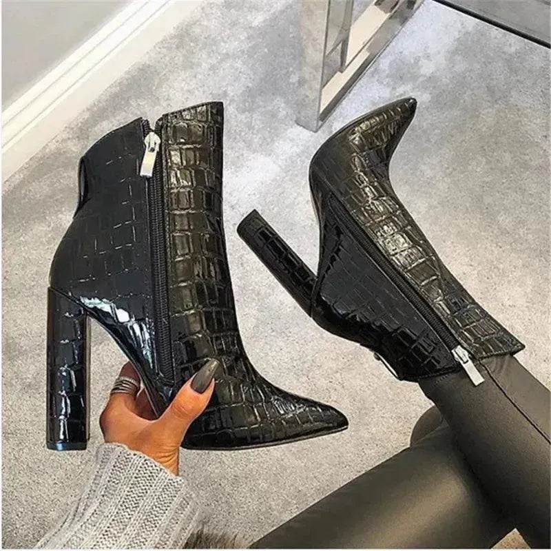Women Shoes High Heels Leather White Ankle Boots - EX-STOCK Canada