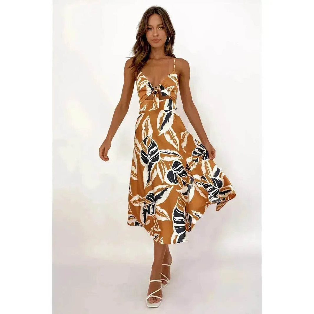 Women Sweet Split Sleeveless Floral Midi Dress - EX-STOCK Canada