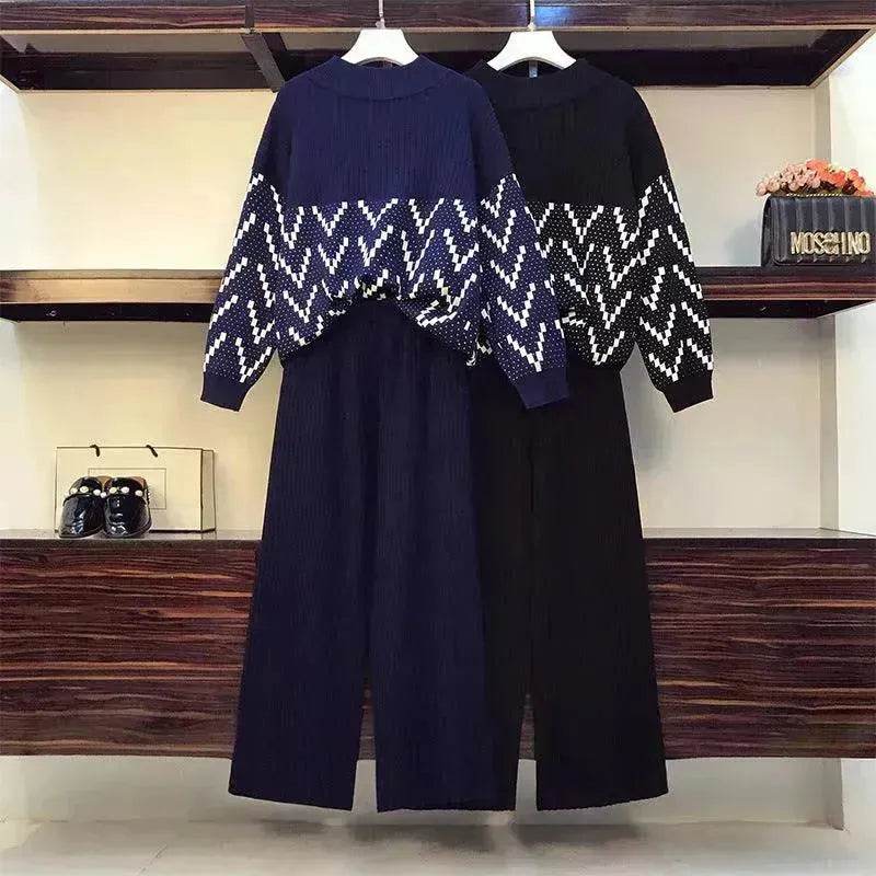 Women Two-piece knitted wide-leg pants - EX-STOCK Canada