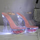 Womens Shiny Sandals Party Shoes Transparent Flowers High Heels - EX-STOCK Canada