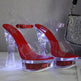 Womens Shiny Sandals Party Shoes Transparent Flowers High Heels - EX-STOCK Canada