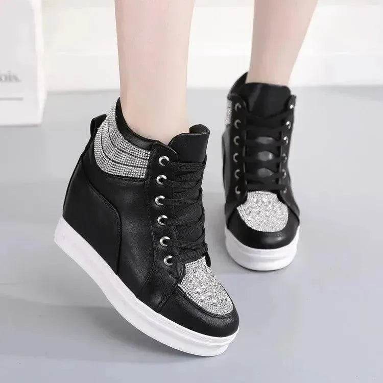 Womens Sneakers Shoes High Top Wedge Platform Heels Rhinestone - EX-STOCK Canada