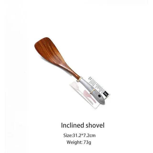 Wooden Kitchen Utensils Set Appliances Special Non-stick Set Pure Natural Teak Solid Wood Long Handle Shovel Tools - EX-STOCK Canada
