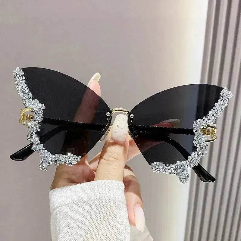 Y2K Vintage Rimless Luxury Diamond Butterfly Sunglasses for Classy Chic Ladies Women - EX-STOCK Canada