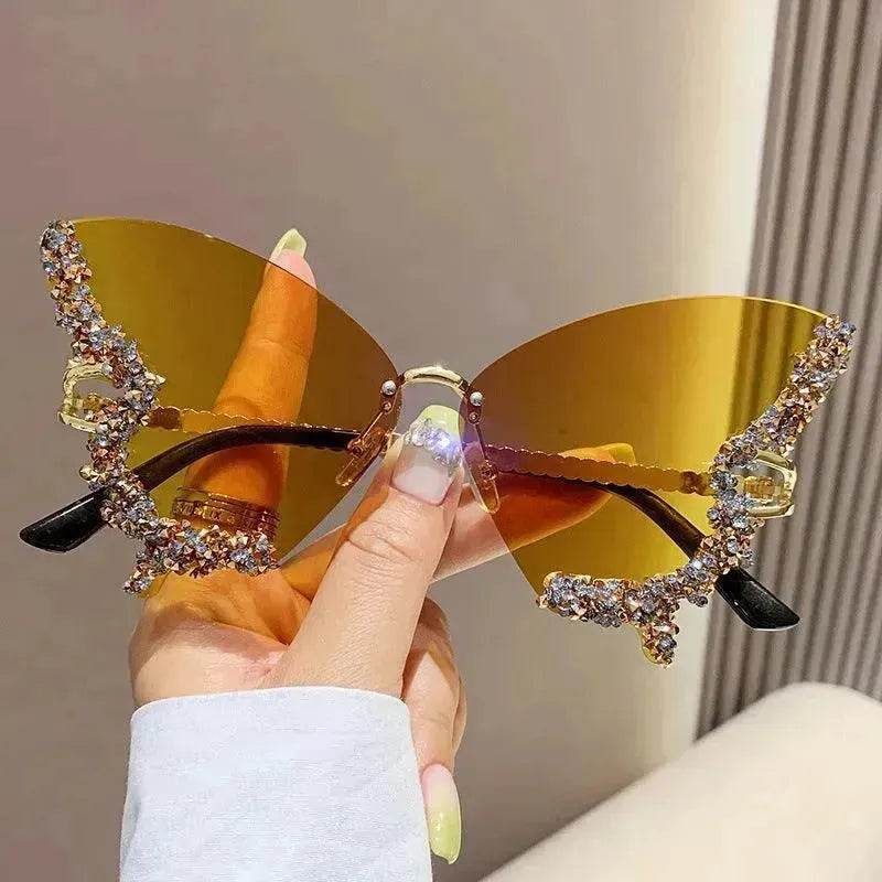 Y2K Vintage Rimless Luxury Diamond Butterfly Sunglasses for Classy Chic Ladies Women - EX-STOCK Canada
