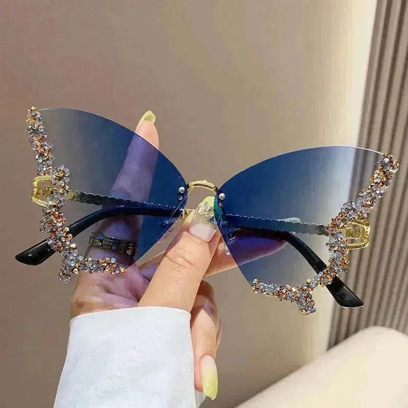 Y2K Vintage Rimless Luxury Diamond Butterfly Sunglasses for Classy Chic Ladies Women - EX-STOCK Canada