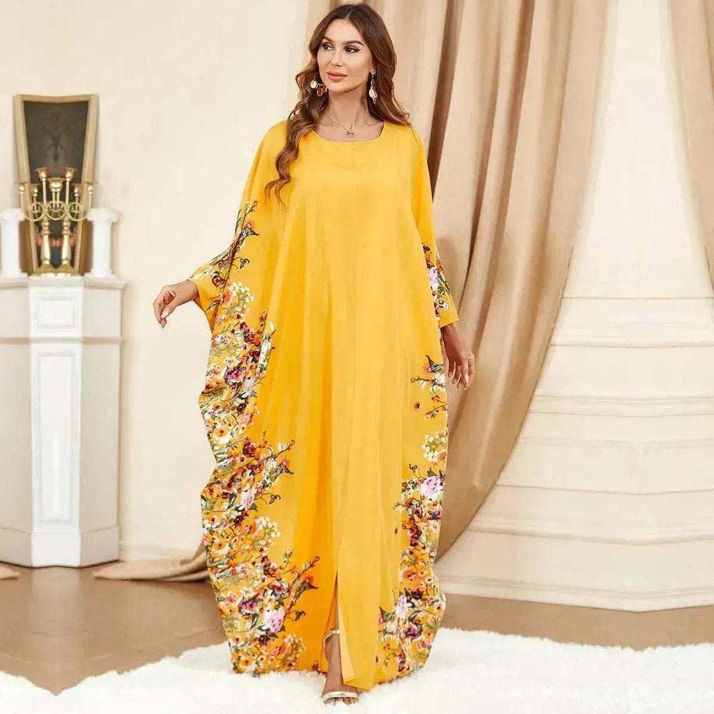 Yellow Bat Sleeve Plus Size Buba Abaya Middle East Women Dress - EX-STOCK Canada