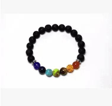 Handmade Black Lava Seven Chakra Healing Balance Beaded Bracelet - EX-STOCK Canada