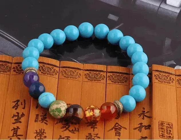 Handgefertigtes schwarzes Lava-Sieben-Chakra-Heilung-Balance-Perlenarmband - EX-STOCK CANADA