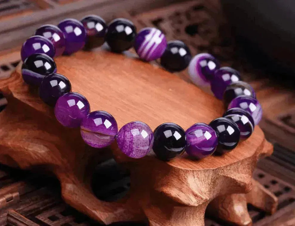 Handgefertigtes schwarzes Lava-Sieben-Chakra-Heilung-Balance-Perlenarmband - EX-STOCK CANADA