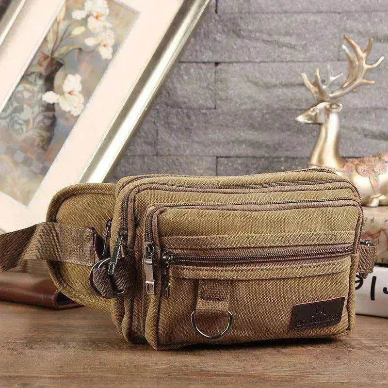 Canvas Fanny Pack With 4 Zipper Pockets Waist Bag - EX-STOCK Canada