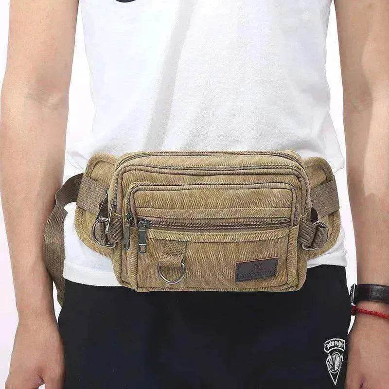 Canvas Fanny Pack With 4 Zipper Pockets Waist Bag - EX-STOCK Canada