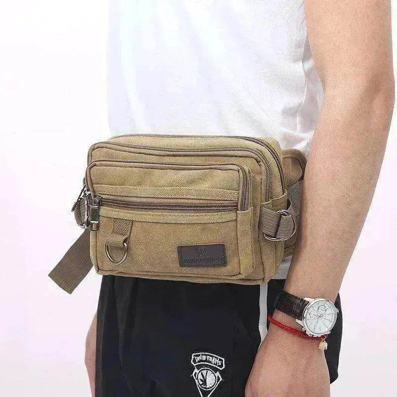 Canvas Fanny Pack With 4 Zipper Pockets Waist Bag - EX-STOCK Canada