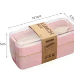 Caja de plástico de plástico de fibra de paja de trigo de 2 capas cuadradas para lonchera preescolar de jardín de infantes para niños