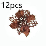 Glitter Artifical Christmas Flowers Christmas Tree Decorations For Home Fake Flowers Xmas Ornaments New Year Decor - EX-STOCK CANADA