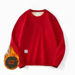 Fleece-lined Teens Oversized Winter cotton Pullover tops Round neck Sweatshirt - EX-STOCK CANADA