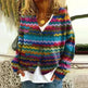 New Christmas Abstract Flowers Printing Sweater Fashion Casual Short Cardigan Coat Womens Clothing - EX-STOCK CANADA