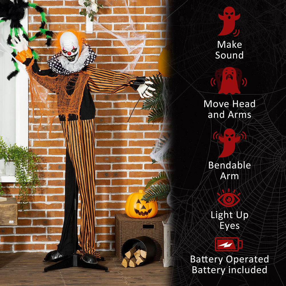 65inch Life Size Outdoor Halloween Decorations Talking Circus Clown With A Balloon, Animated Prop With Sound And Motion Activated, Light Up Eyes, Laughter EX-STOCK