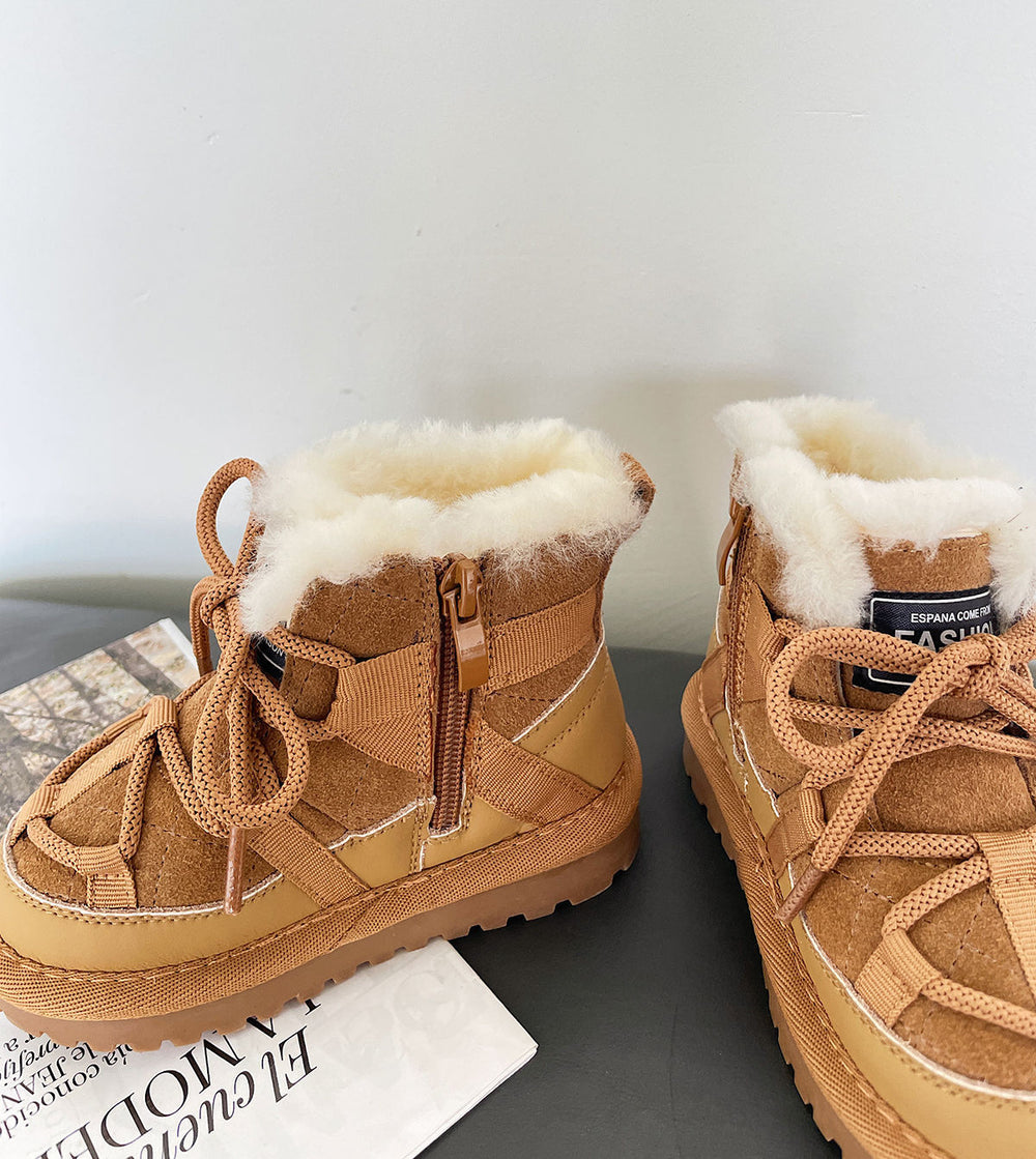 Boys' Fleece-Lined Toddler Ankle Boots – Camel| Sizes 16–30