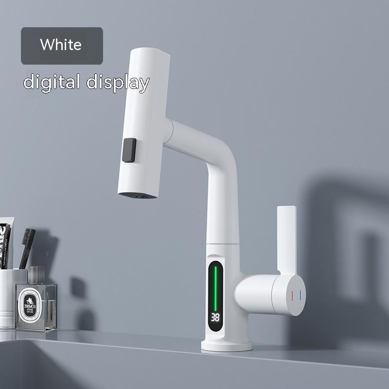 Intelligent Digital Display Faucet Pull-out Basin Faucet Temperature Digital Display Rotation EX-STOCK Canada 