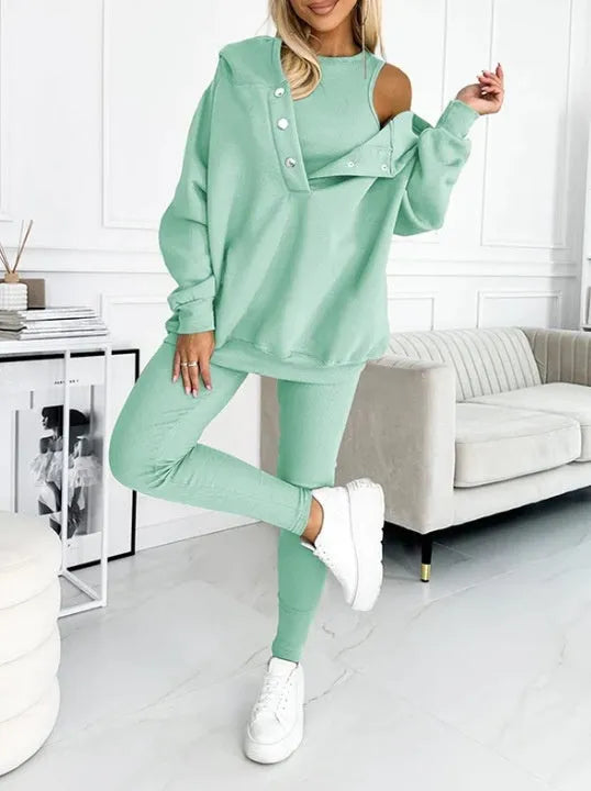 3pcs Women Hoodie Athleisure Outfit set sweatsuit set - EX-STOCK CANADA