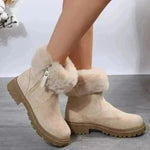 Warm Plush Boots Winter Fashion Side-Zipper Snow Boot For Women Outdoor Thickened Low-heeled Shoes
