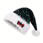 Christmas Hat Red Paillette Bowknot Plush Decorative Hat EX-STOCK Canada 