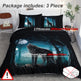 Moon Wolf Bedding Green Watercolor Forest Wolf Landscape Duvet Cover Sets 3 Pieces Wild Animal Bedding Set Twin Full Queen King Size EX-STOCK Canada 